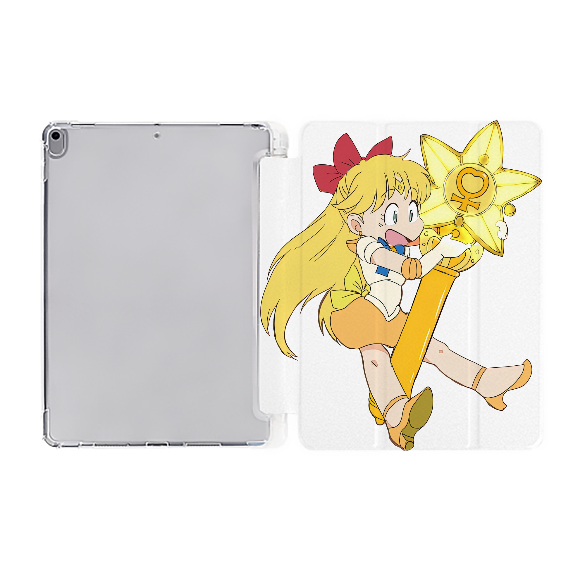 （画像用） 美少女戦士セーラームーン 愛野 美奈子 あいの みなこ Sailor Moon Aino Minako IPad ケース ペン収納付き 三つ折りスタンド PUレザー×シリコン 対応機種9.5/10.5/10.9インチ